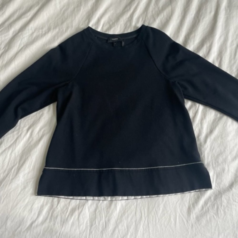 Black Theory Sweater Top with White Lining/Piping - Almost New Condition